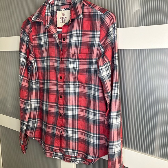 Women’s Red Flannel Button Up Shirt - Picture 3 of 5